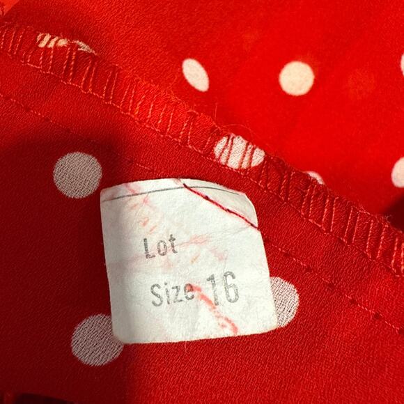 Red Polka Dot Vintage Midi Skirt Sz 16 - Picture 4 of 9